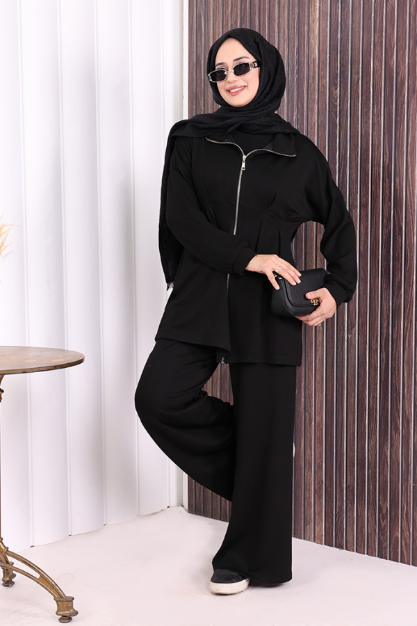 Fermuarlı İkili Oysho Takım 6058 Siyah - 2