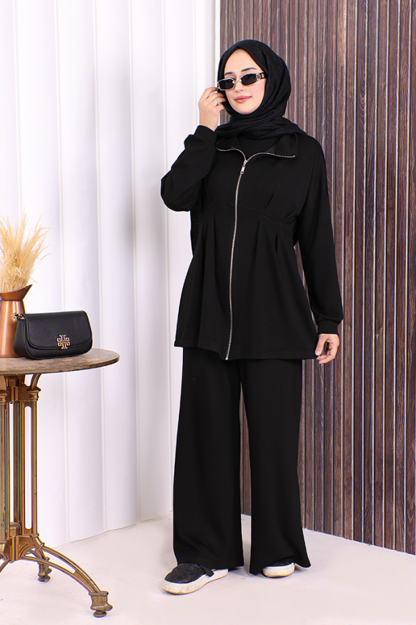 Fermuarlı İkili Oysho Takım 6058 Siyah - 3