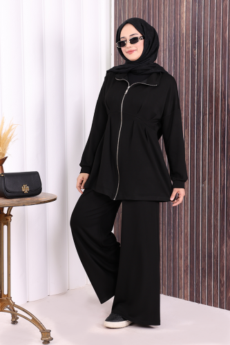 Fermuarlı İkili Oysho Takım 6058 Siyah - 5