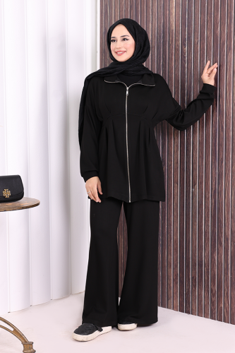 Fermuarlı İkili Oysho Takım 6058 Siyah - 6