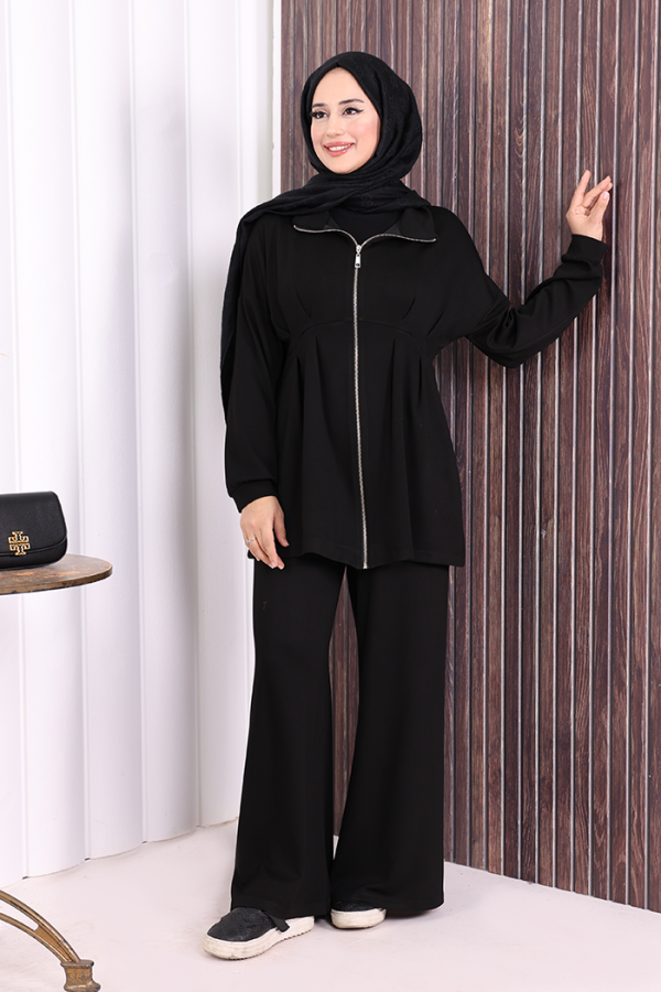 Fermuarlı İkili Oysho Takım 6058 Siyah - 6