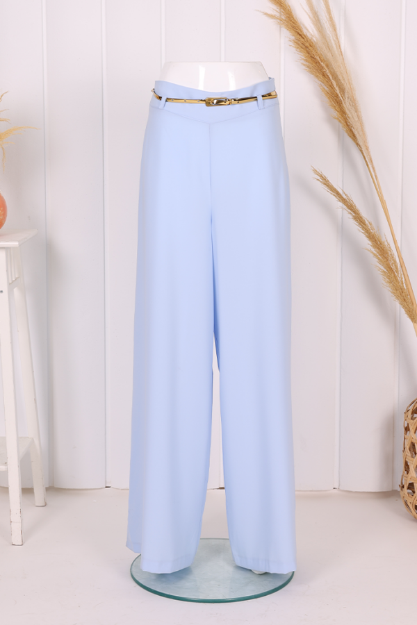 Fermuarlı Kemer Aksesuarlı Pantolon Etek 0125 Bebe Mavisi - 2