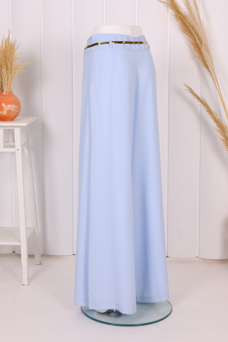 Fermuarlı Kemer Aksesuarlı Pantolon Etek 0125 Bebe Mavisi - 4