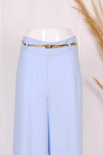 Fermuarlı Kemer Aksesuarlı Pantolon Etek 0125 Bebe Mavisi - 5