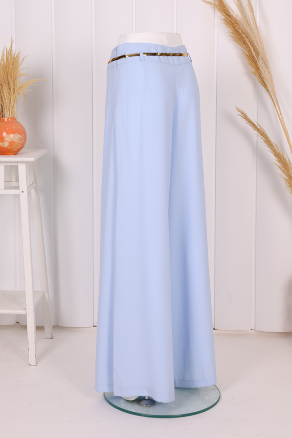 Fermuarlı Kemer Aksesuarlı Pantolon Etek 0125 Bebe Mavisi - 4