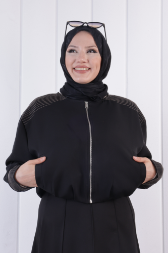Fermuarlı Kısa Ceket 1214 Siyah