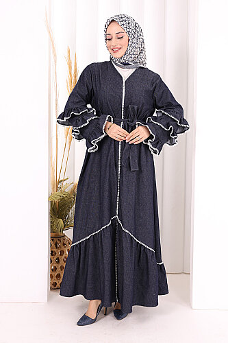 Fırfır Detaylı Abaya 6078 Lacivert - 2
