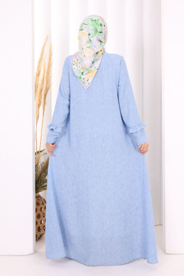 Fırfır Detaylı Elbise 6066 Mavi - 4