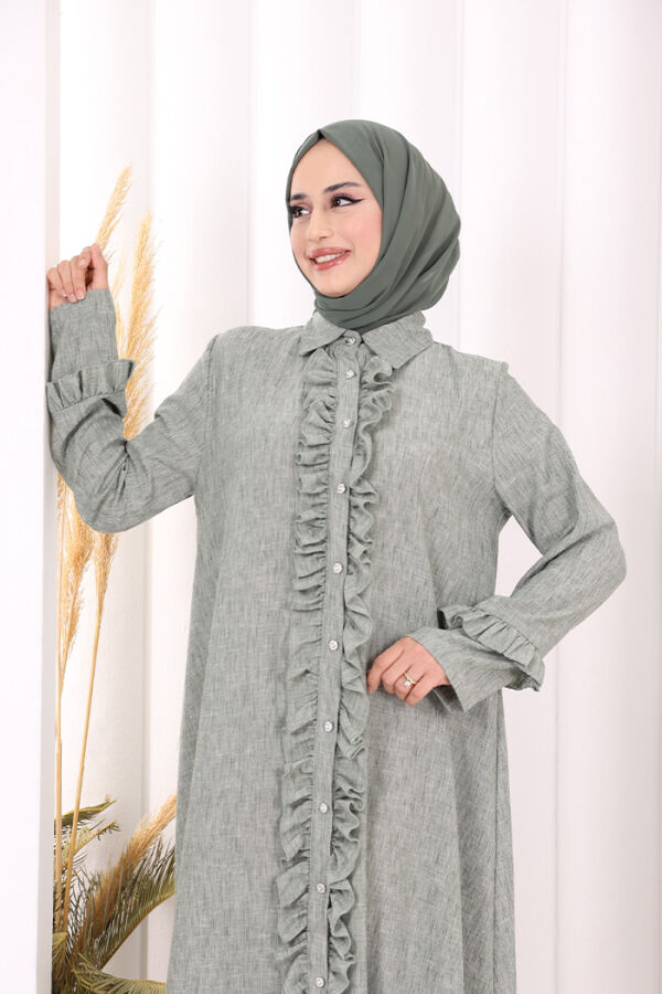 Fırfır Detaylı Elbise 6066 Mint - 5