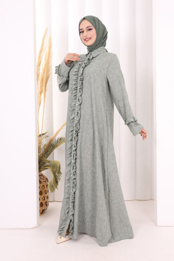 Fırfır Detaylı Elbise 6066 Mint - 3