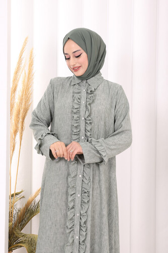 Fırfır Detaylı Elbise 6066 Mint - 6