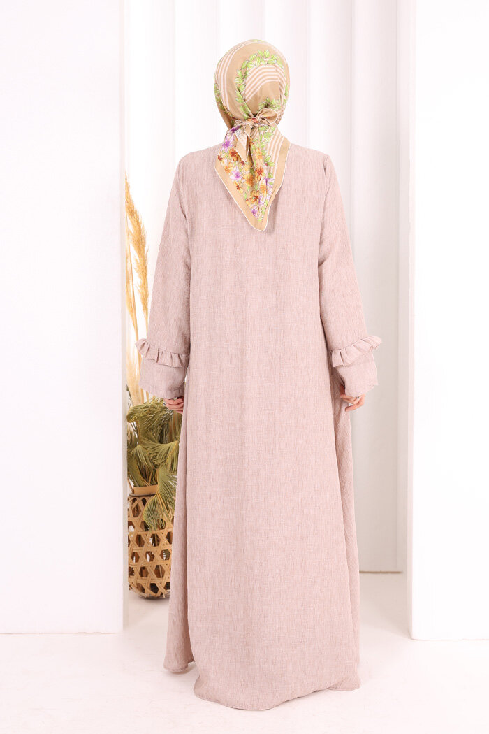 Fırfır Detaylı Elbise 6066 Somon - 4