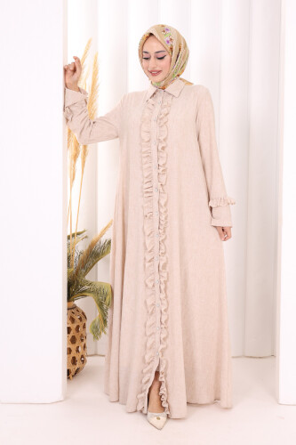 Fırfır Detaylı Elbise 6066 Taş - 2