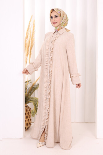 Fırfır Detaylı Elbise 6066 Taş - 3