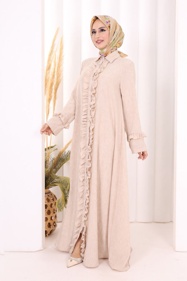 Fırfır Detaylı Elbise 6066 Taş - 3