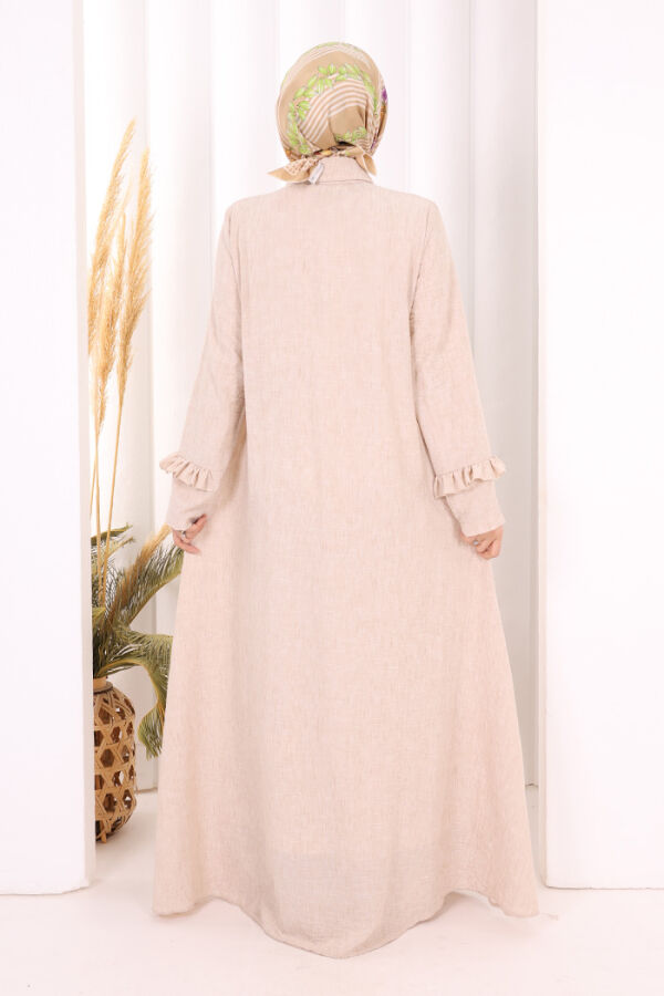 Fırfır Detaylı Elbise 6066 Taş - 4