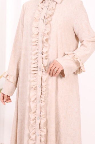 Fırfır Detaylı Elbise 6066 Taş - 6