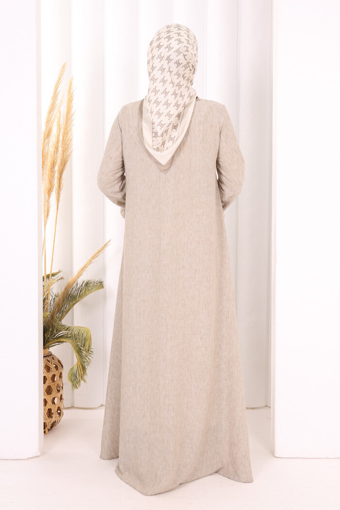 Fırfır Detaylı Elbise 6066 Vizon - 3