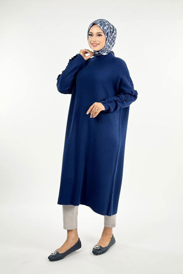 Fırfır Kol Triko Tunik 18305 Lacivert - 2