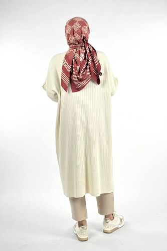 Fırfır Kol Triko Tunik 18305 Taş - 2