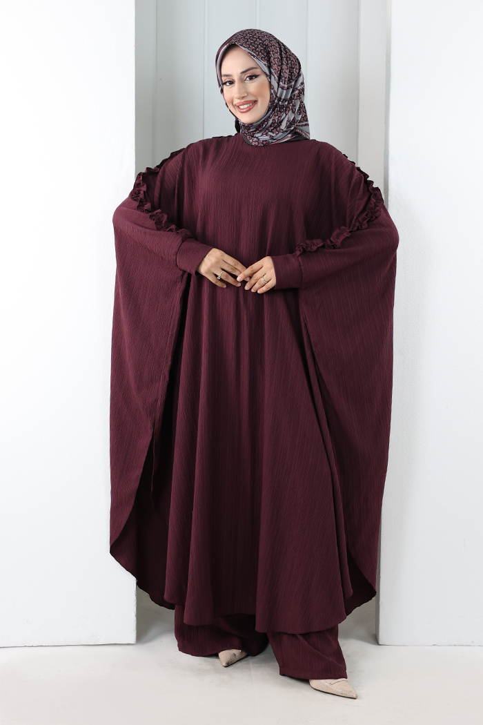 Fırfırlı Yarasakol Takım 8706 Mürdüm - 2