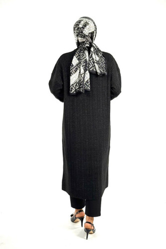 Fitilli Triko Tunik 18302 Siyah - 2