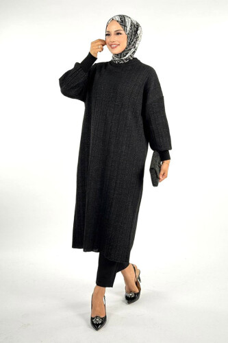 Fitilli Triko Tunik 18302 Siyah - 3