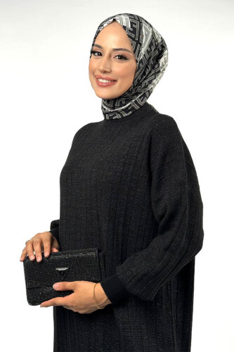 Fitilli Triko Tunik 18302 Siyah - 4