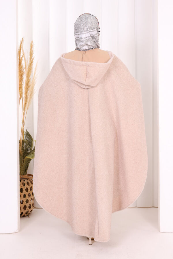 Foks Kumaş Kapşonlu Panço 70130 Somon - 4