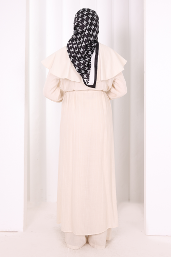 Geniş Yakalı İkili Takım 8036 Ekru - 4