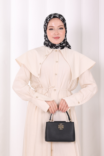 Geniş Yakalı İkili Takım 8036 Ekru - 5