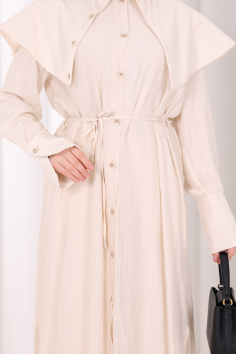 Geniş Yakalı İkili Takım 8036 Ekru - 6