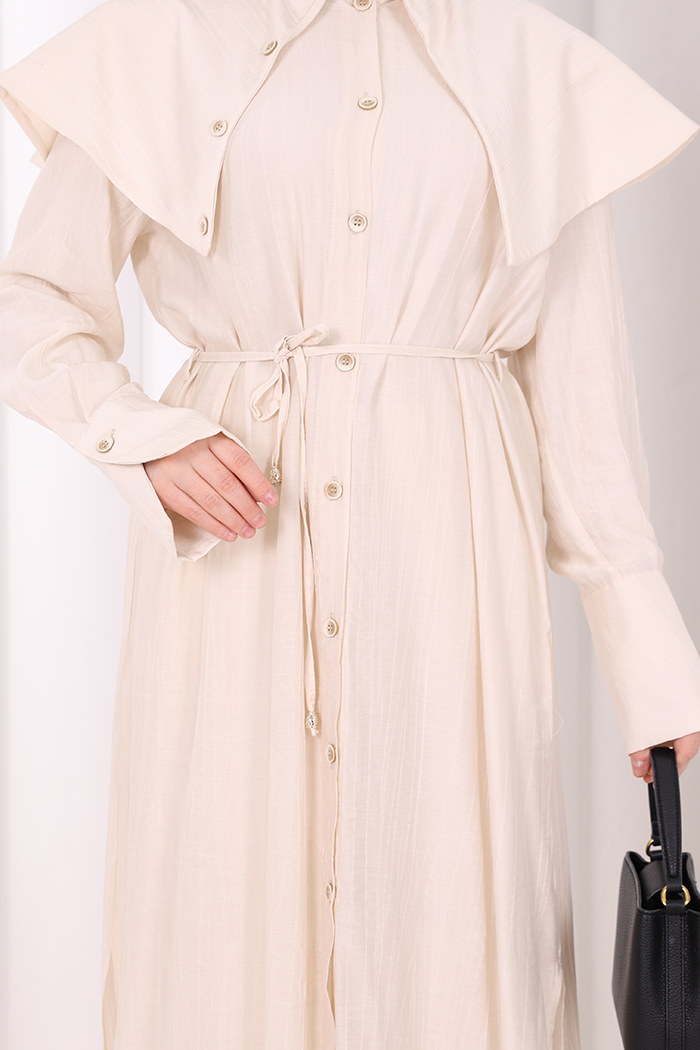 Geniş Yakalı İkili Takım 8036 Ekru - 6