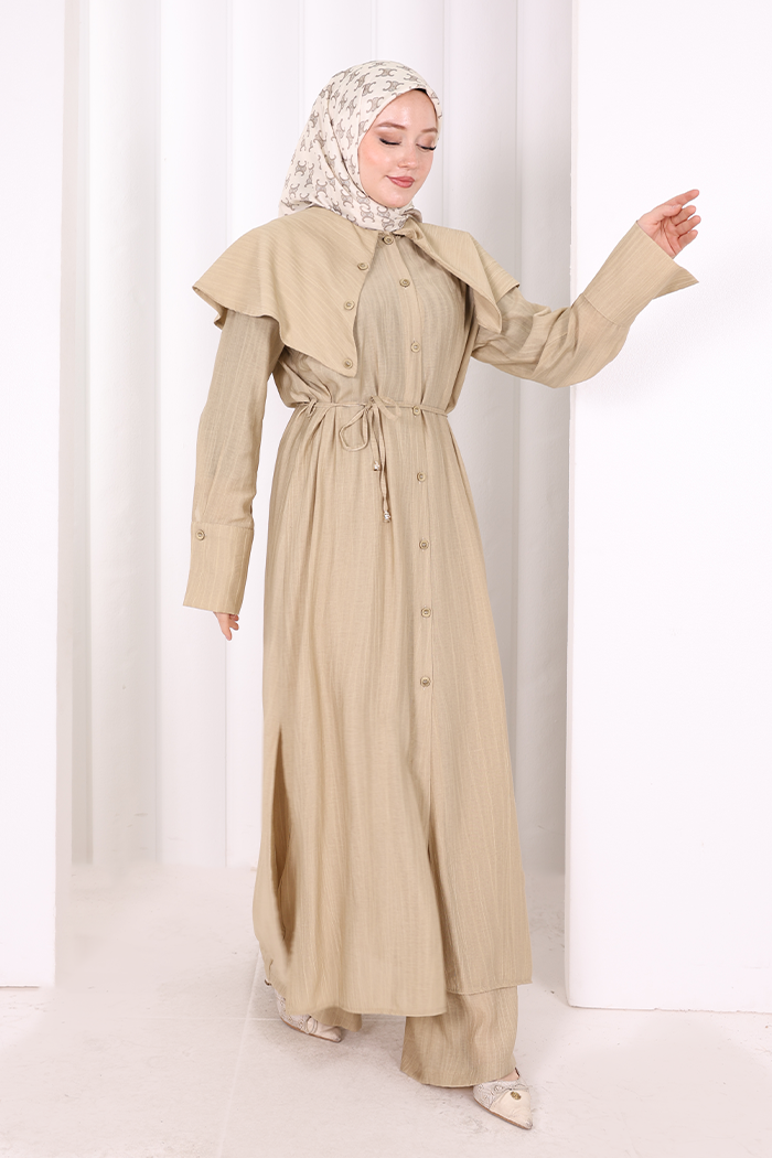 Geniş Yakalı İkili Takım 8036 Fıstık Yeşili - 3