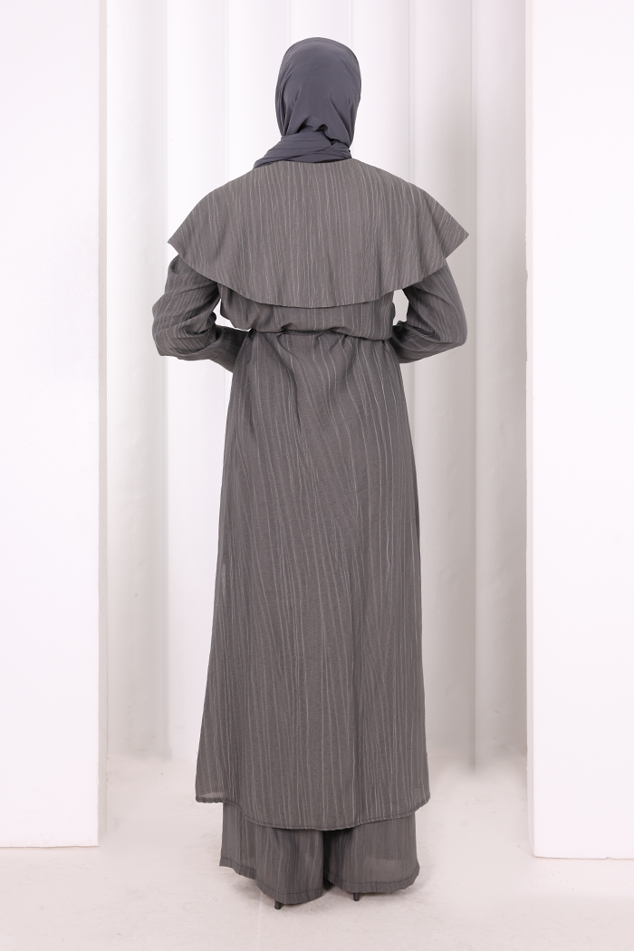 Geniş Yakalı İkili Takım 8036 Füme - 4