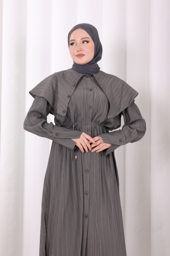 Geniş Yakalı İkili Takım 8036 Füme - 5