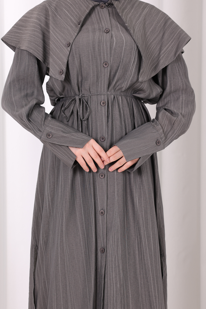 Geniş Yakalı İkili Takım 8036 Füme - 6