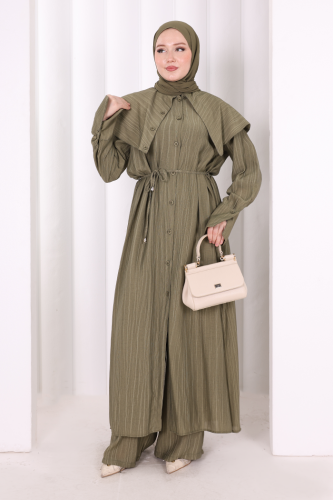 Geniş Yakalı İkili Takım 8036 Haki