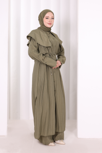 Geniş Yakalı İkili Takım 8036 Haki - 2
