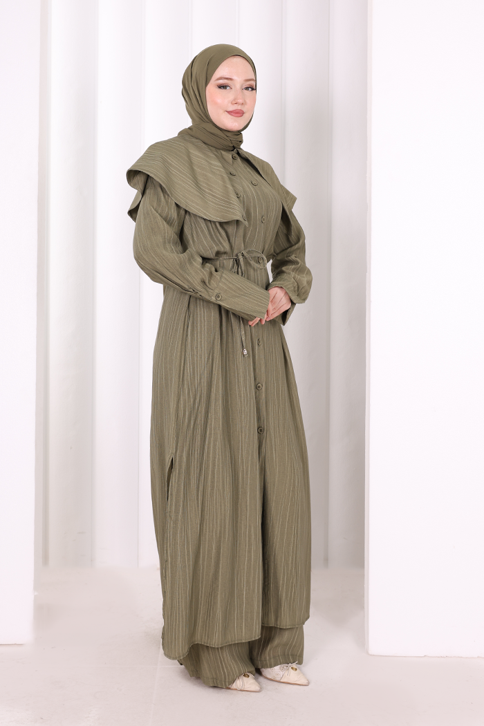 Geniş Yakalı İkili Takım 8036 Haki - 2