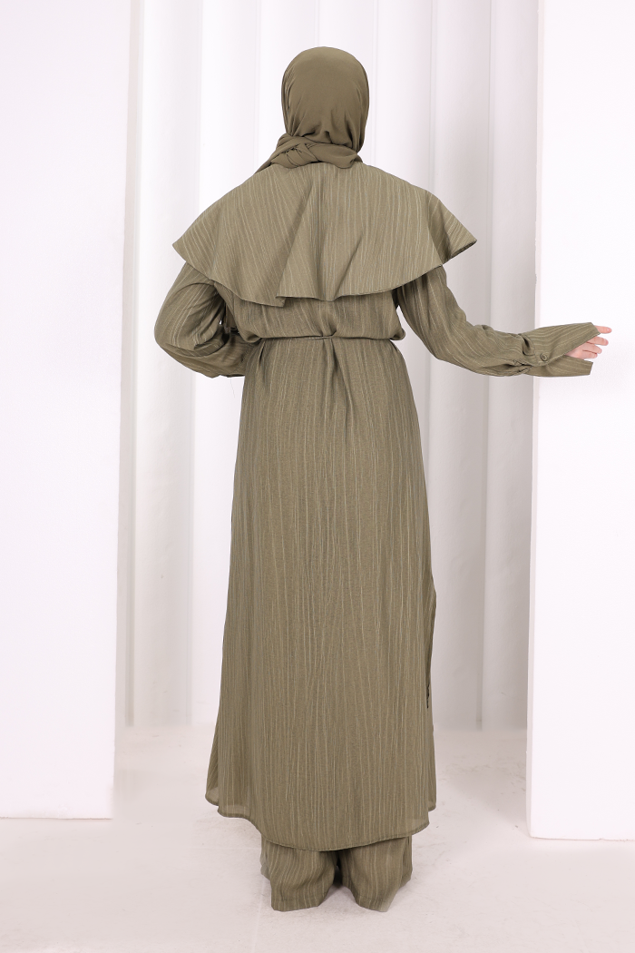 Geniş Yakalı İkili Takım 8036 Haki - 3