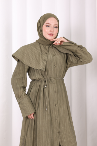 Geniş Yakalı İkili Takım 8036 Haki - 4