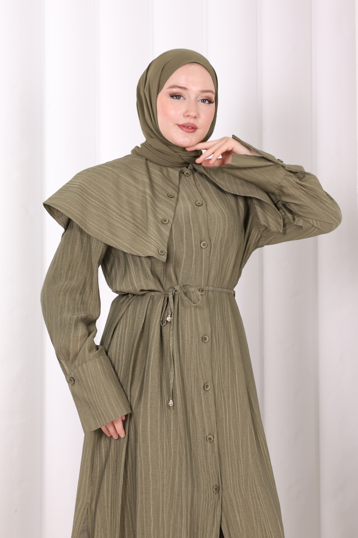 Geniş Yakalı İkili Takım 8036 Haki - 4