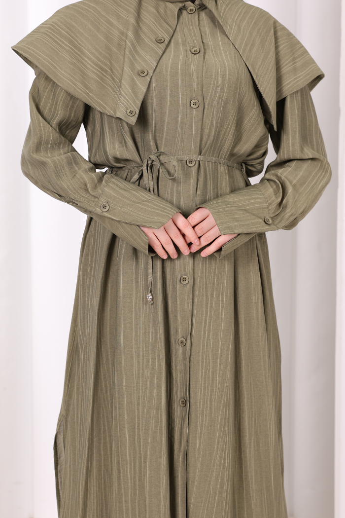 Geniş Yakalı İkili Takım 8036 Haki - 5