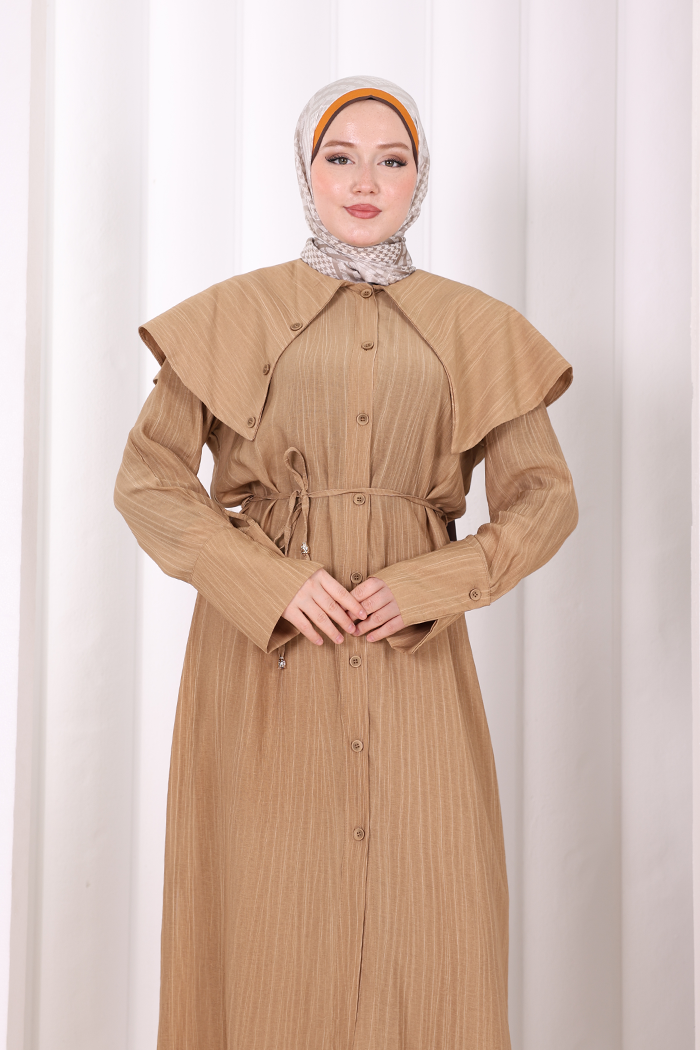 Geniş Yakalı İkili Takım 8036 Taba - 4