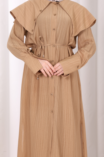 Geniş Yakalı İkili Takım 8036 Taba - 5