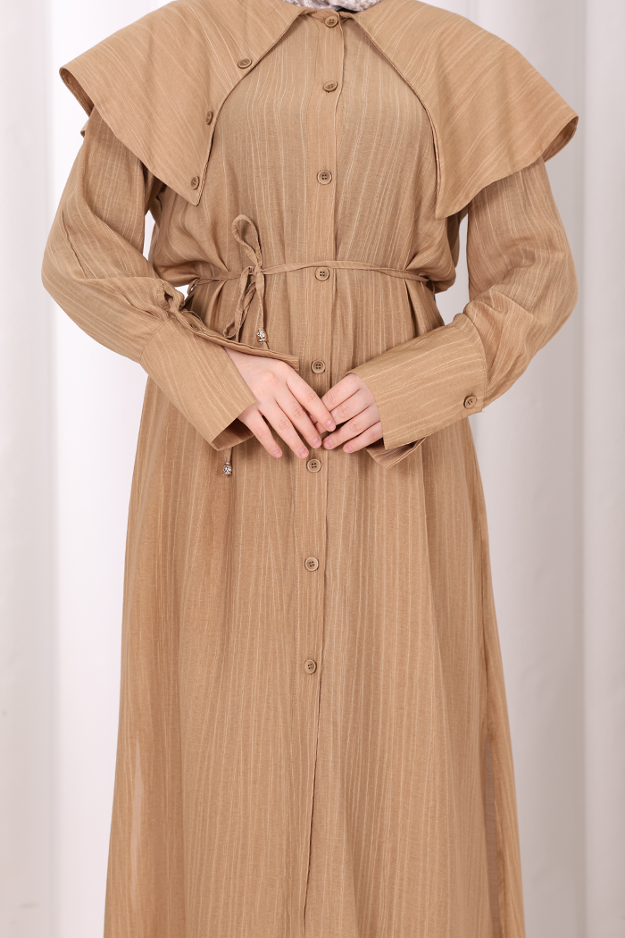 Geniş Yakalı İkili Takım 8036 Taba - 5