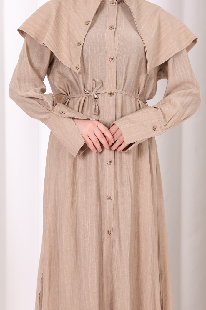 Geniş Yakalı İkili Takım 8036 Vizon - 6