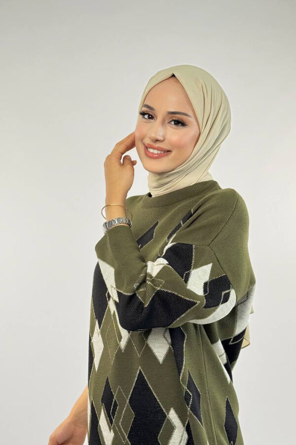 Geometrik Desen Tunik 18316 Haki - 4