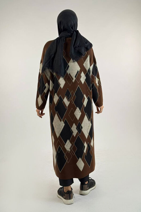 Geometrik Desen Tunik 18316 Kahverengi - 2
